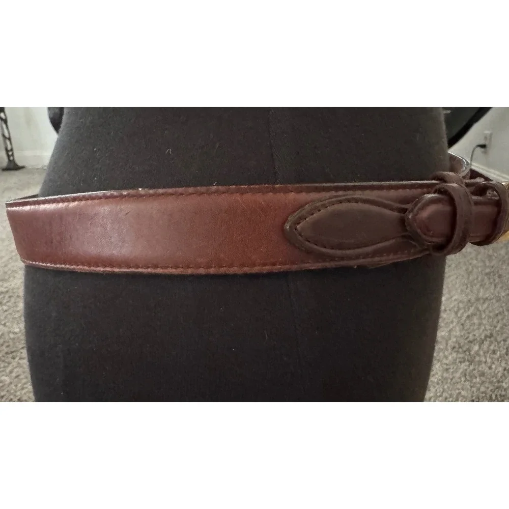 Brighton Brown Leather Equestrian Ranger Belt Made in USA 34 35307 1990's VTG